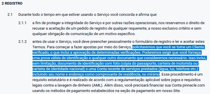 Extrato das condições de registro